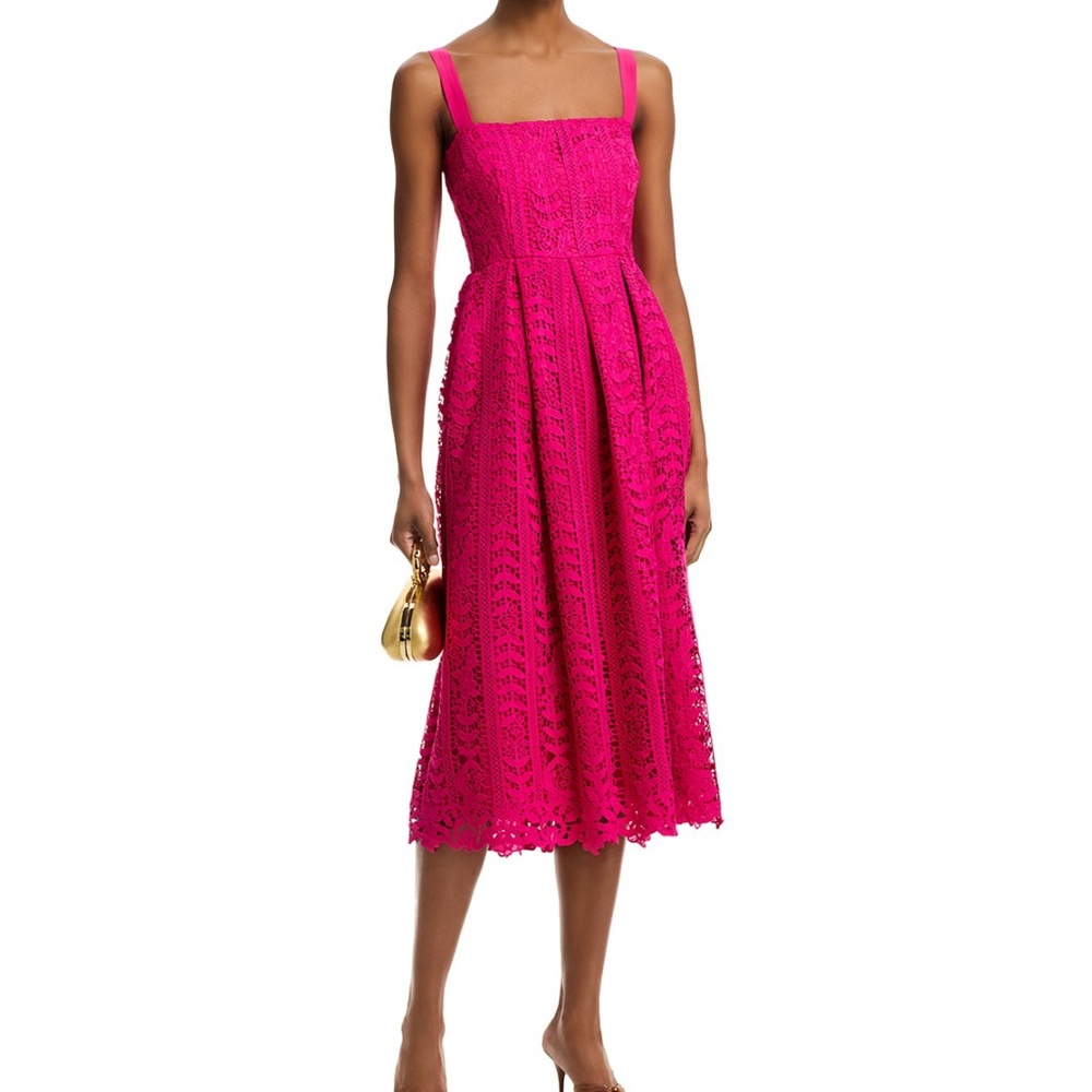 NWT Aqua Fuchsia Lace Midi Dress